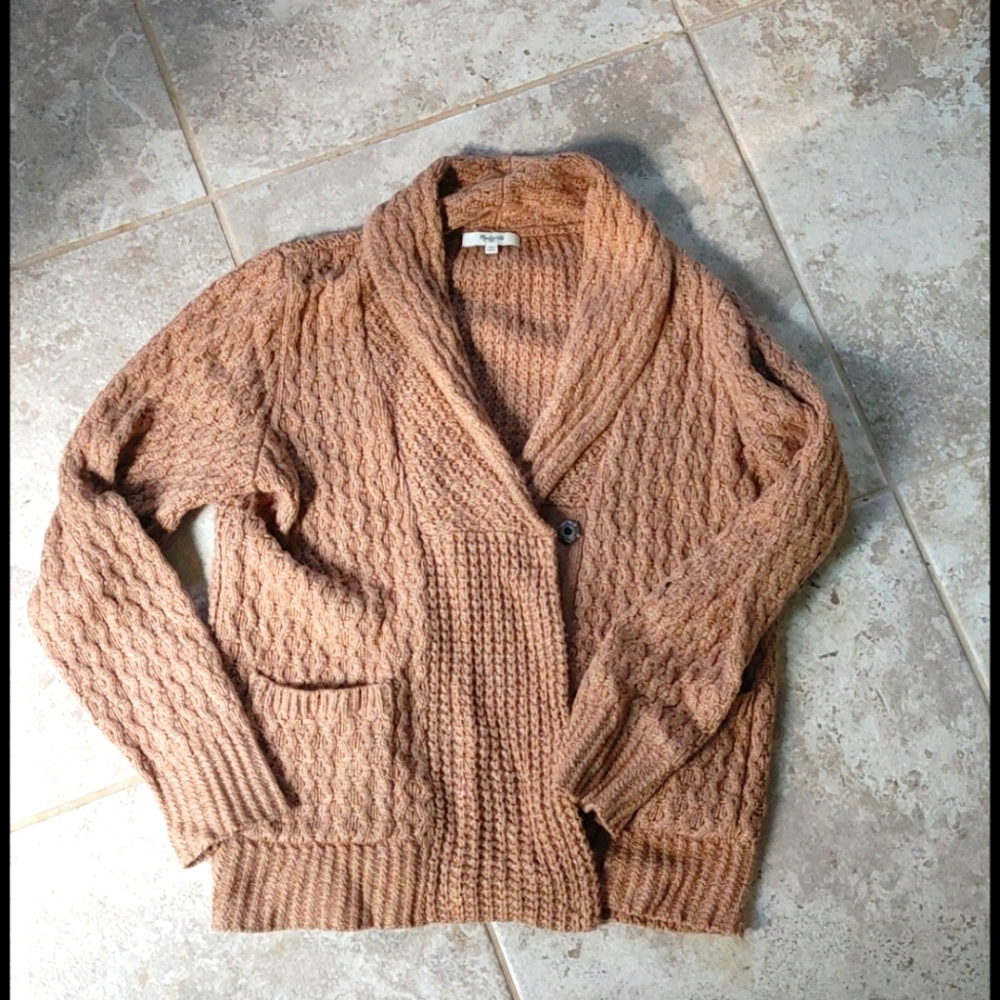 Madewell Cable Knit Shawl Collar Sweater, Med